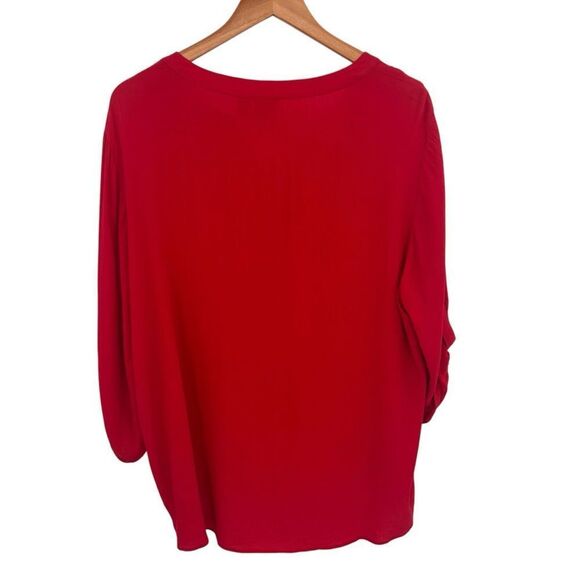 Chicos red embellished tie front blouse size xlarge - Picture 3 of 6